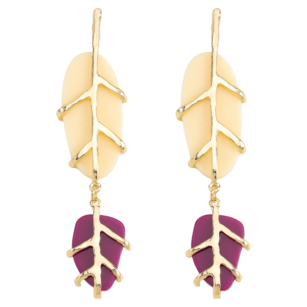 1 Pair Simple Style Classic Style Leaves Inlay Synthetic Resin Alloy Resin Drop Earrings display picture 9