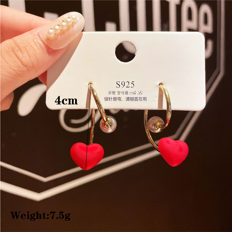 1 Pair Cute Simple Style Heart Shape Inlay Zinc Alloy Pearl Ear Studs display picture 8