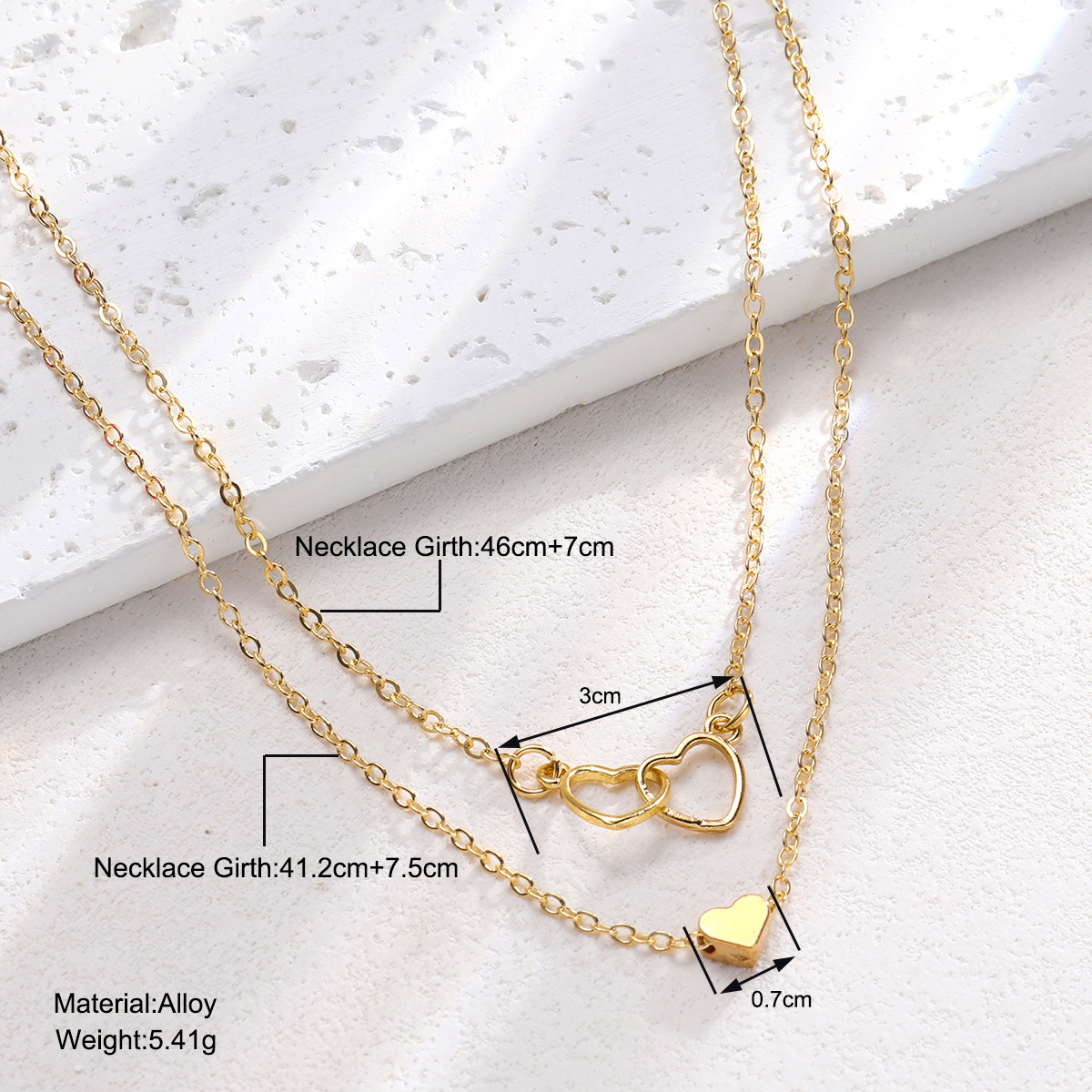 Wholesale Jewelry Casual Heart Shape Alloy Layered Necklaces display picture 4