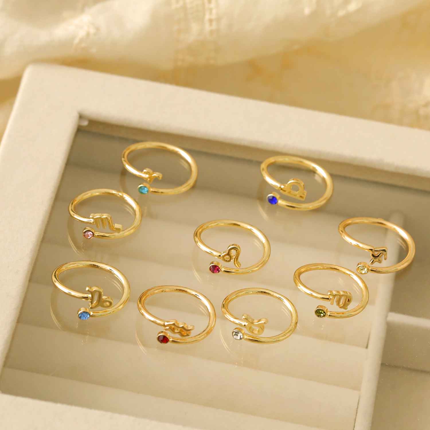 Stainless Steel 14K Gold Plated Hip-Hop Simple Style Classic Style Hollow Out Inlay Constellation Zircon Open Rings display picture 3