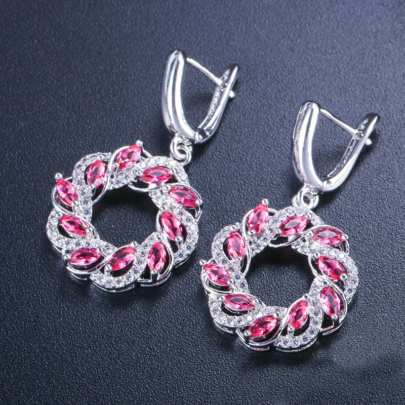 1 Pair Elegant Lady Modern Style Geometric Circle Plating Inlay Copper Zircon Drop Earrings display picture 11