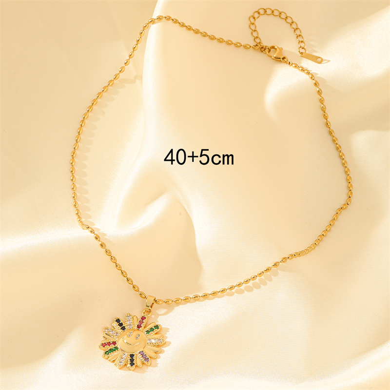 201 Stainless Steel Brass 18K Gold Plated Sweet Simple Style Classic Style Plating Inlay Heart Shape Flower Butterfly Zircon Pendant Necklace display picture 18