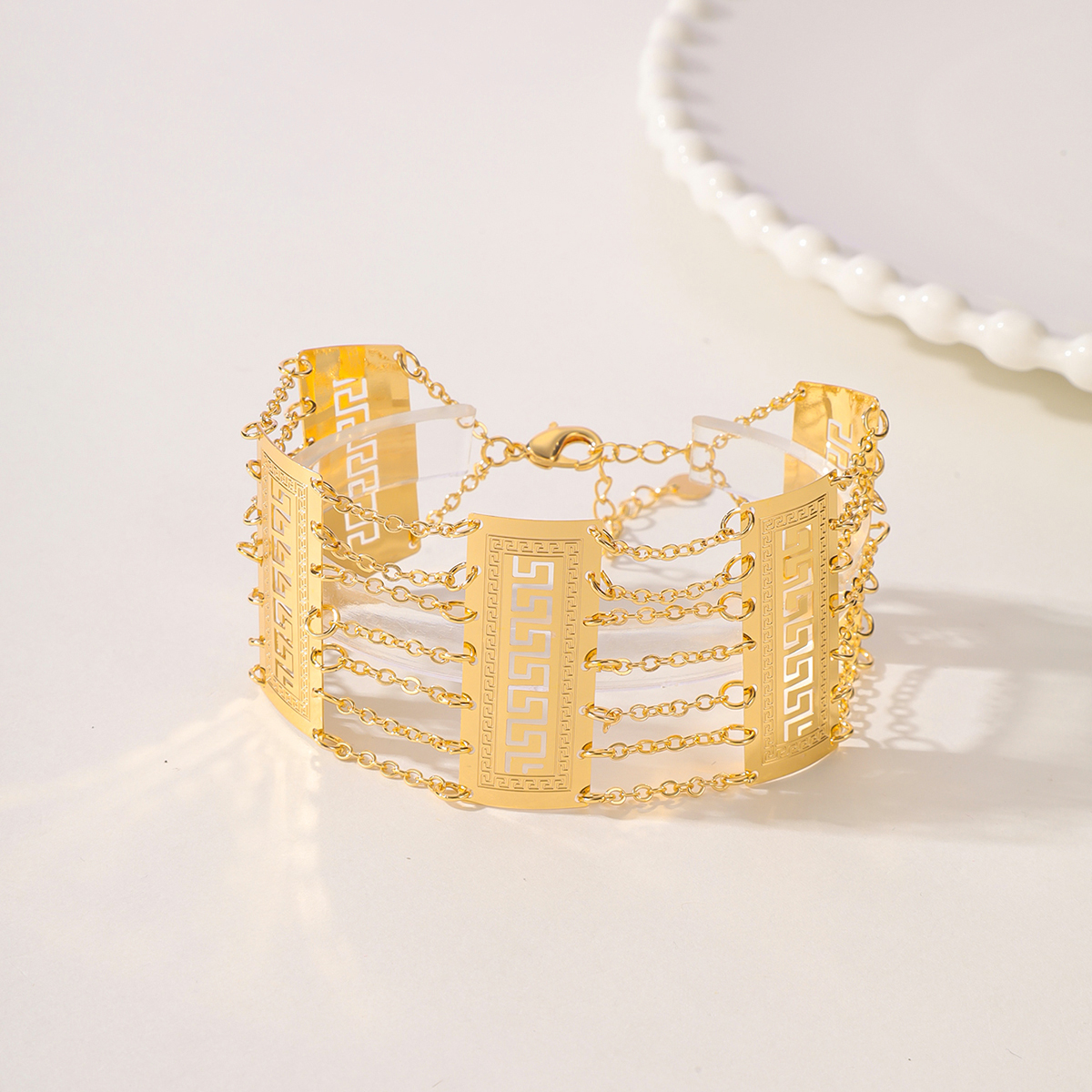 Großhandel Elegant Braut Klassischer Stil Geometrisch Einfarbig Kupfer 18 Karat Vergoldet Armbänder display picture 3