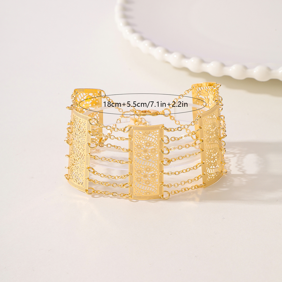 Großhandel Elegant Braut Klassischer Stil Geometrisch Kupfer 18 Karat Vergoldet Armbänder display picture 4