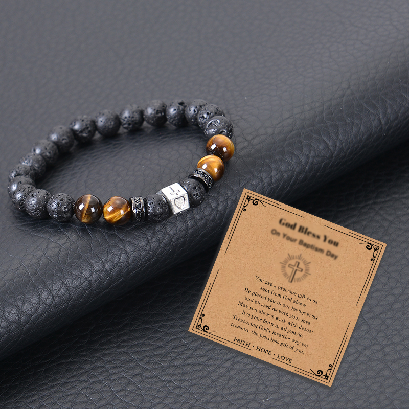 IG Style Simple Style Cross Round Heart Shape Natural Stone Beaded Inlay Zircon Unisex Bracelets display picture 4