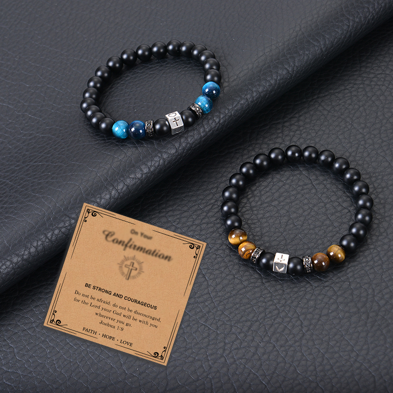 IG Style Simple Style Cross Round Heart Shape Natural Stone Beaded Inlay Zircon Unisex Bracelets display picture 3