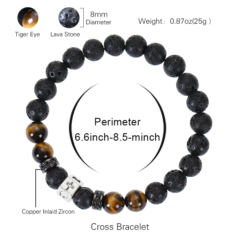 IG Style Simple Style Cross Round Heart Shape Natural Stone Beaded Inlay Zircon Unisex Bracelets display picture 2