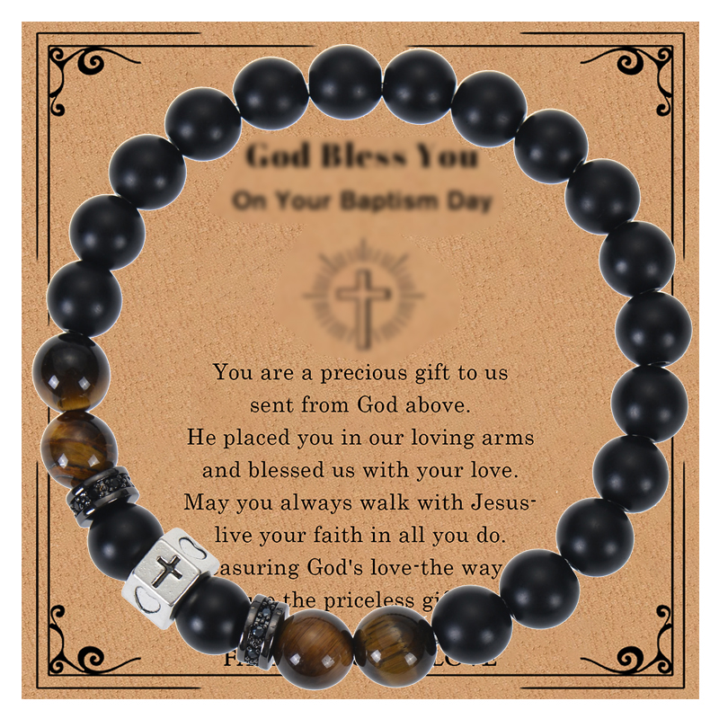 IG Style Simple Style Cross Round Heart Shape Natural Stone Beaded Inlay Zircon Unisex Bracelets display picture 6