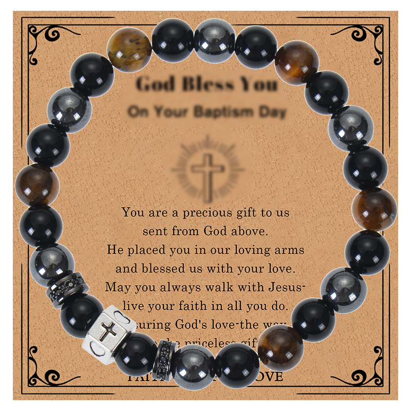 IG Style Simple Style Cross Round Heart Shape Natural Stone Beaded Inlay Zircon Unisex Bracelets display picture 10