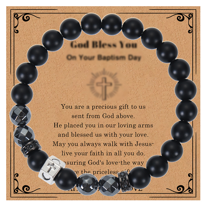 IG Style Simple Style Cross Round Heart Shape Natural Stone Beaded Inlay Zircon Unisex Bracelets display picture 7