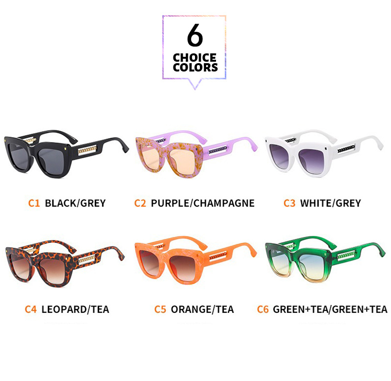 IG Style Color Block Pc Cat Eye Chain Full Frame Women's Sunglasses display picture 4