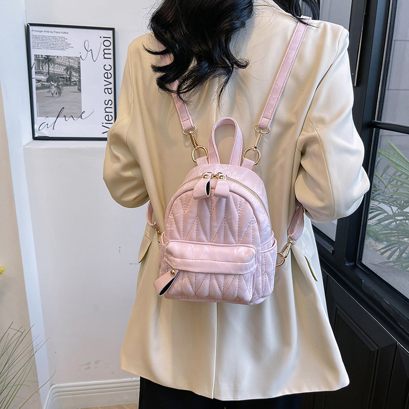 Waterproof 11 Inch Solid Color Lingge Casual Street Women's Backpack display picture 15