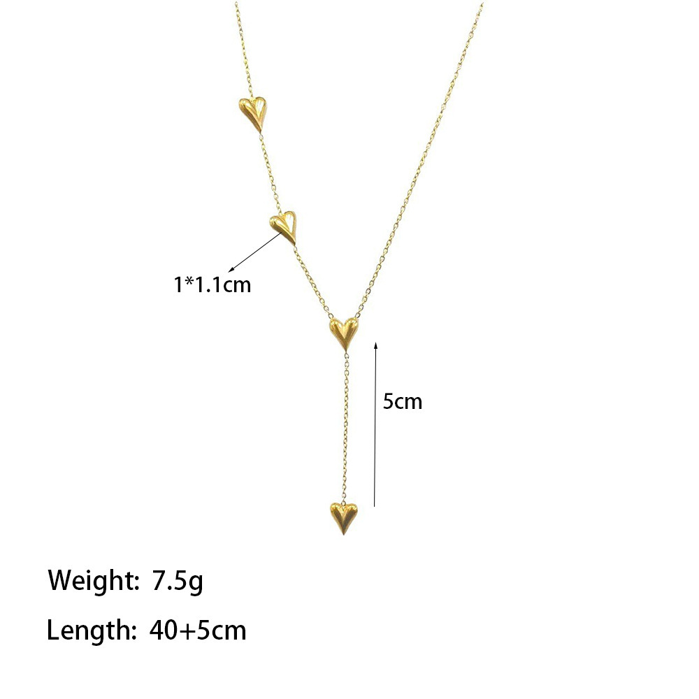 304 Stainless Steel 18K Gold Plated Vintage Style Streetwear Plating Heart Shape Bracelets Necklace display picture 3
