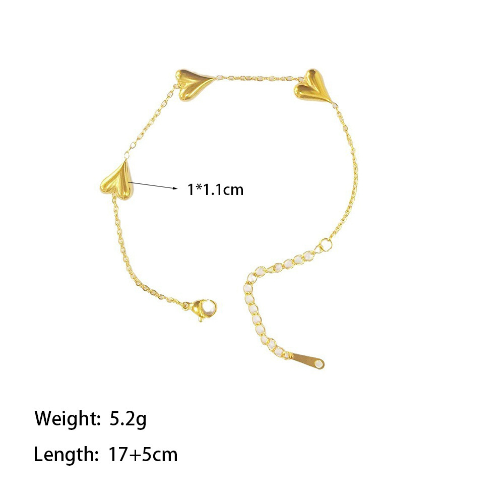 304 Stainless Steel 18K Gold Plated Vintage Style Streetwear Plating Heart Shape Bracelets Necklace display picture 5