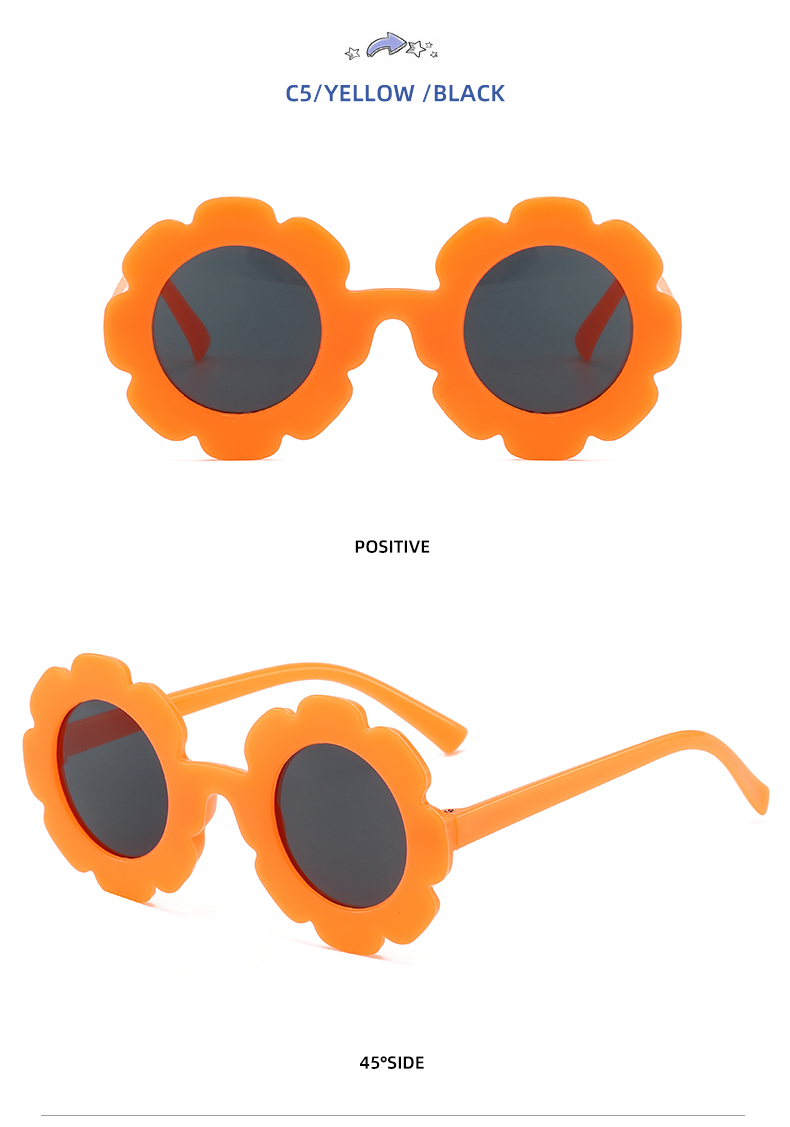 Mignon Drôle Couleur Unie Fleur Ca Cadre Rond Polygone Fleurs Plein Cadre Enfants Lunettes De Soleil display picture 2