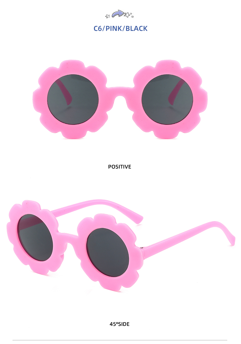 Cute Funny Solid Color Flower Ac Round Frame Polygon Flowers Full Frame Kids Sunglasses display picture 3