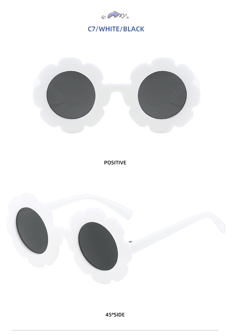 Cute Funny Solid Color Flower Ac Round Frame Polygon Flowers Full Frame Kids Sunglasses display picture 4