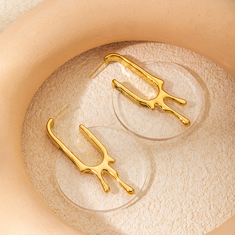 1 Pair Casual Simple Style Commute Round 304 Stainless Steel Arylic Gold Plated Ear Studs display picture 3