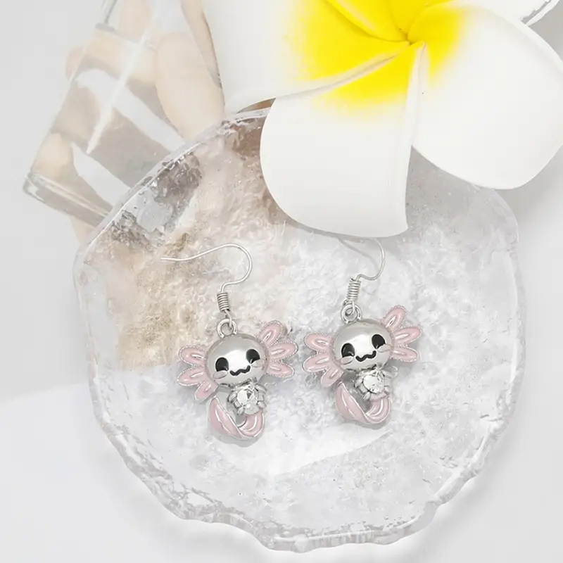 1 Pair Cartoon Style Cute Animal Enamel Alloy Drop Earrings display picture 3