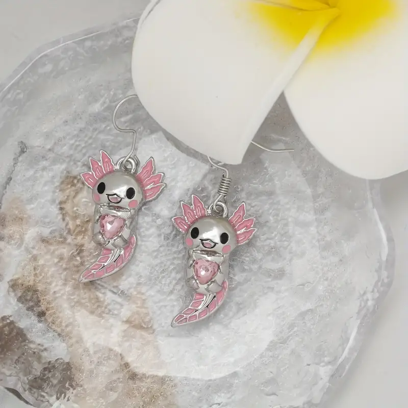 1 Pair Cartoon Style Cute Animal Enamel Alloy Drop Earrings display picture 6
