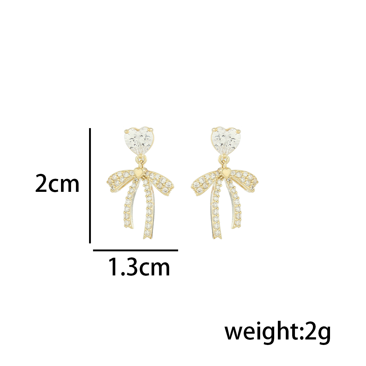 1 Paire Style De Fée Élégant Dame Noeud D'Arc Placage Incruster Argent Sterling Zircon Plaqué Or 14K Boucles D'Oreilles display picture 6