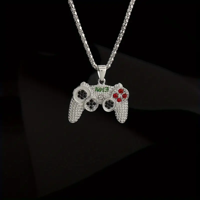 Wholesale Jewelry Hip-Hop Punk Gamepad 304 Stainless Steel Alloy Zinc Alloy Rhinestones Gold Plated Inlay Pendant Necklace display picture 3