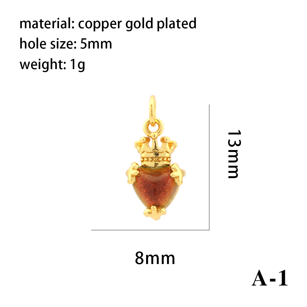 1 Pieza 15x15mm 8x13mm Cobre Cristal Artificial Circón Chapados en oro de 18k Forma De Corazón Corona Rombo Pulido Colgante display picture 7