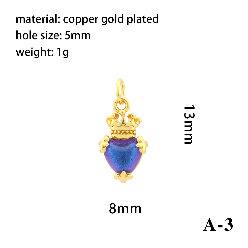 1 Pieza 15x15mm 8x13mm Cobre Cristal Artificial Circón Chapados en oro de 18k Forma De Corazón Corona Rombo Pulido Colgante display picture 9
