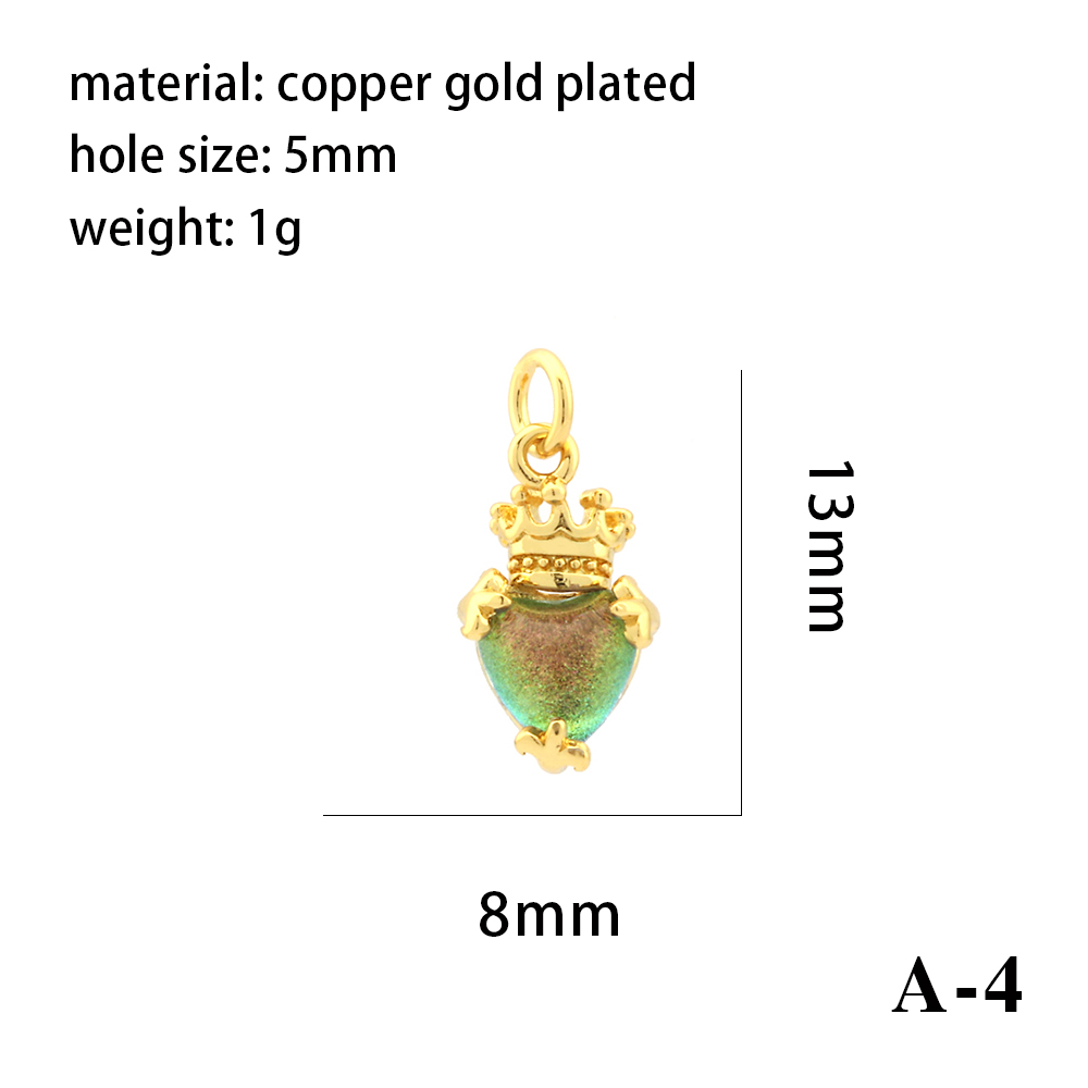1 Pieza 15x15mm 8x13mm Cobre Cristal Artificial Circón Chapados en oro de 18k Forma De Corazón Corona Rombo Pulido Colgante display picture 10