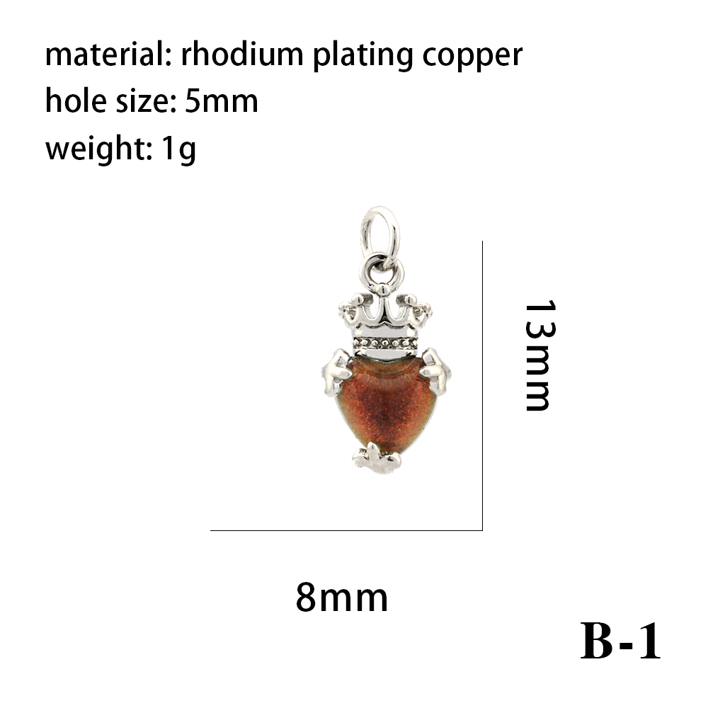 1 Piece 15*15mm 8*13mm Copper Artificial Crystal Zircon 18K Gold Plated Heart Shape Crown Rhombus Polished Pendant display picture 11