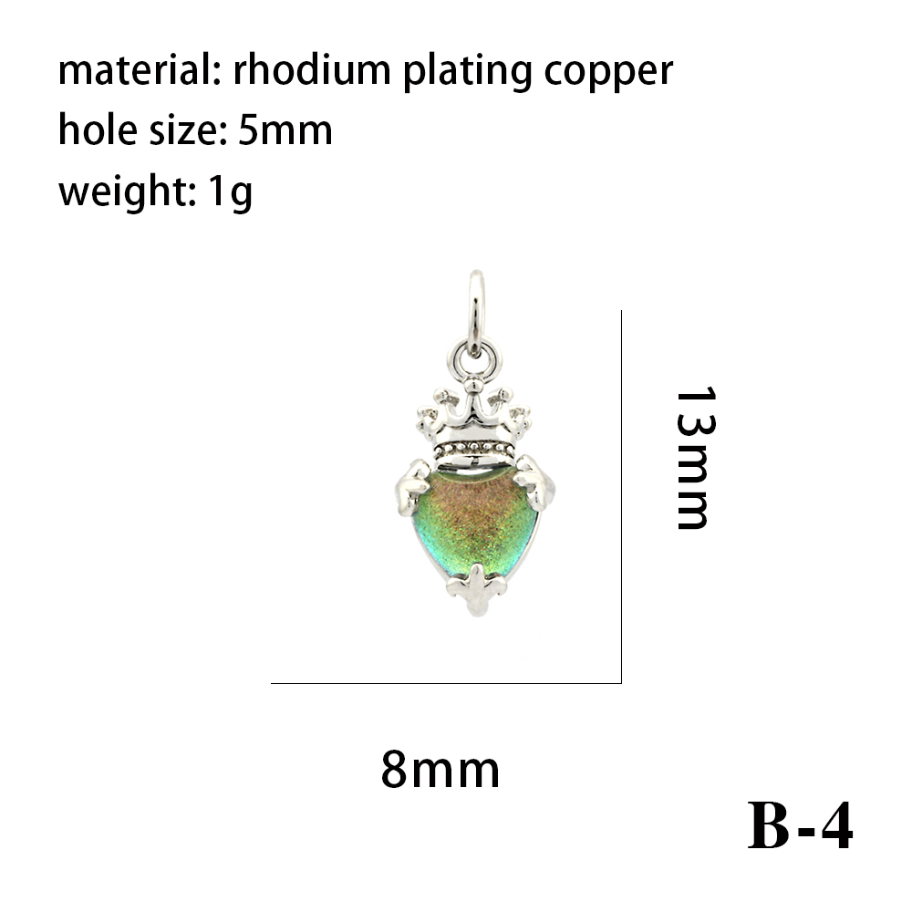 1 Piece 15*15mm 8*13mm Copper Artificial Crystal Zircon 18K Gold Plated Heart Shape Crown Rhombus Polished Pendant display picture 14