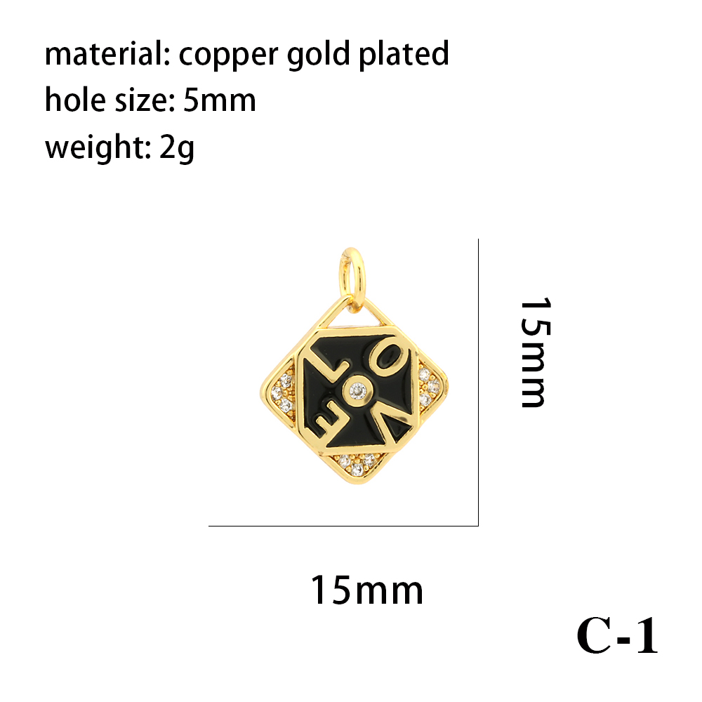 1 Pieza 15x15mm 8x13mm Cobre Cristal Artificial Circón Chapados en oro de 18k Forma De Corazón Corona Rombo Pulido Colgante display picture 15