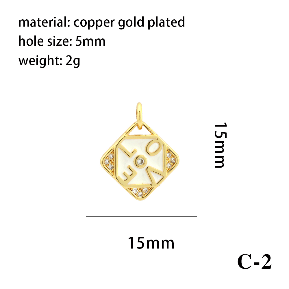 1 Pièce 15*15mm 8*13mm Le Cuivre Cristal Artificiel Zircon Plaqué Or 18K Forme De Cœur Couronne Rhombe Brillant Pendentif display picture 16