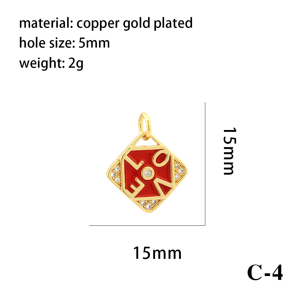 1 Pieza 15x15mm 8x13mm Cobre Cristal Artificial Circón Chapados en oro de 18k Forma De Corazón Corona Rombo Pulido Colgante display picture 18