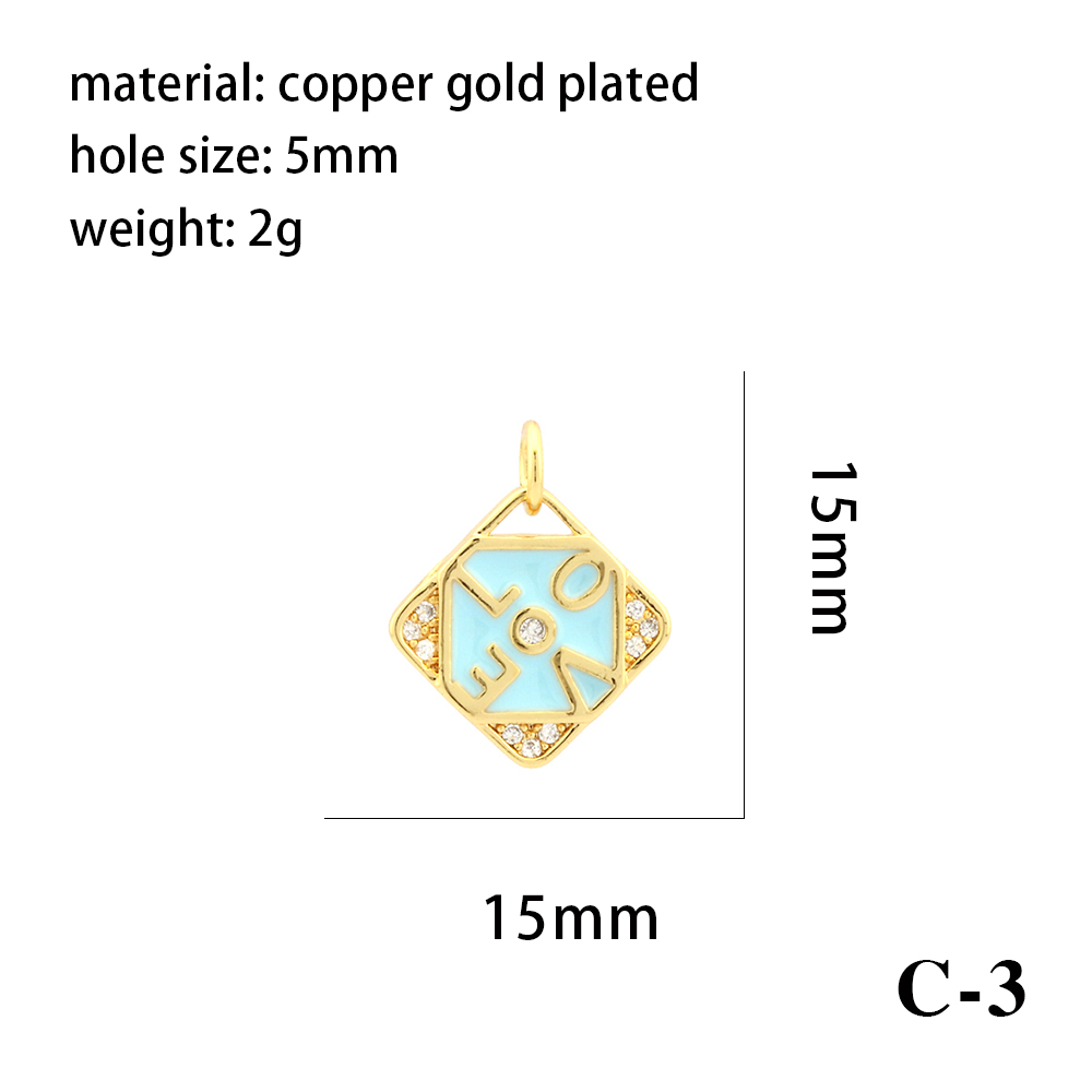 1 Pièce 15*15mm 8*13mm Le Cuivre Cristal Artificiel Zircon Plaqué Or 18K Forme De Cœur Couronne Rhombe Brillant Pendentif display picture 17