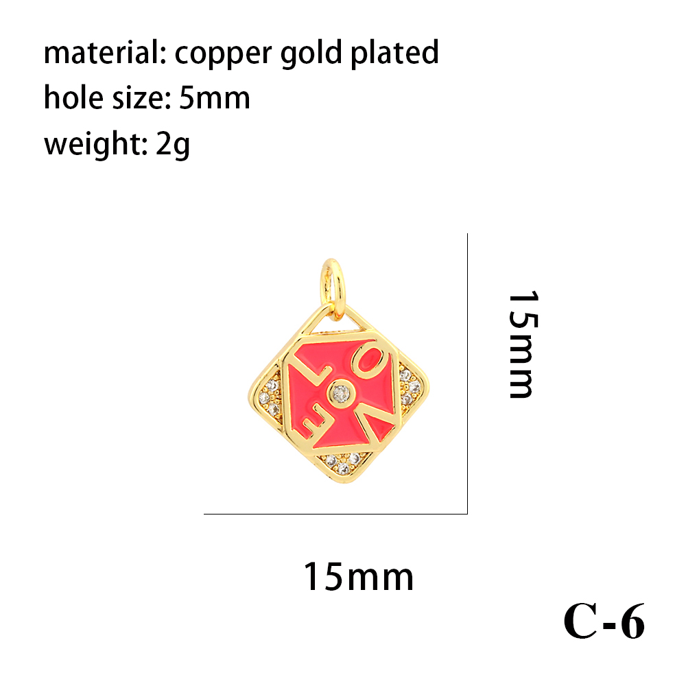 1 Pièce 15*15mm 8*13mm Le Cuivre Cristal Artificiel Zircon Plaqué Or 18K Forme De Cœur Couronne Rhombe Brillant Pendentif display picture 20