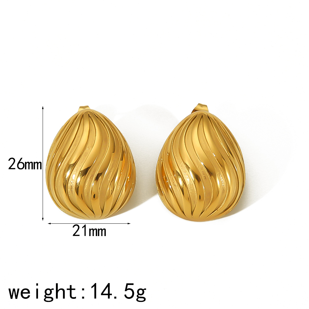 1 Pair Basic Modern Style Classic Style Irregular Oval Solid Color 304 Stainless Steel 18K Gold Plated Ear Studs display picture 4