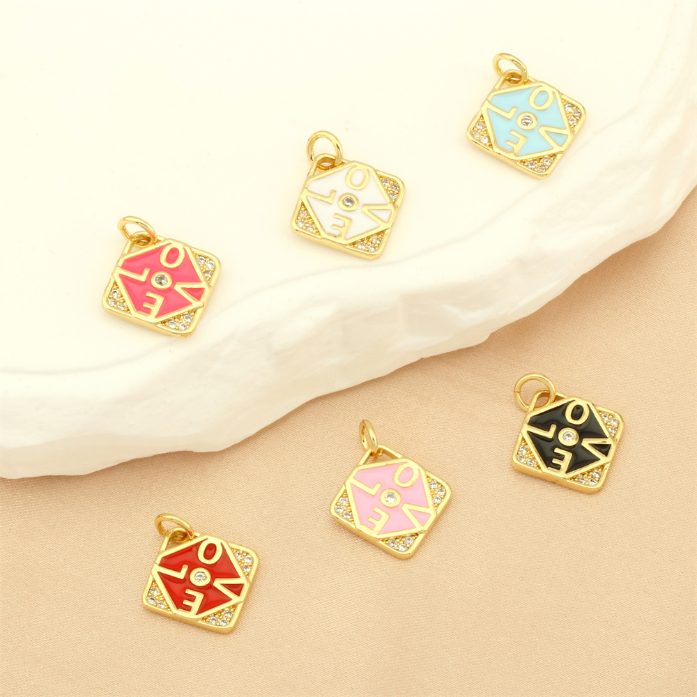 1 Piece 15*15mm 8*13mm Copper Artificial Crystal Zircon 18K Gold Plated Heart Shape Crown Rhombus Polished Pendant display picture 2