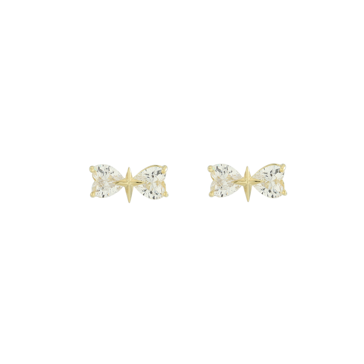 1 Paire Élégant De Base Style Classique Noeud D'Arc Placage Incruster Argent Sterling Zircon Plaqué Or 14K Boucles D'Oreilles display picture 5