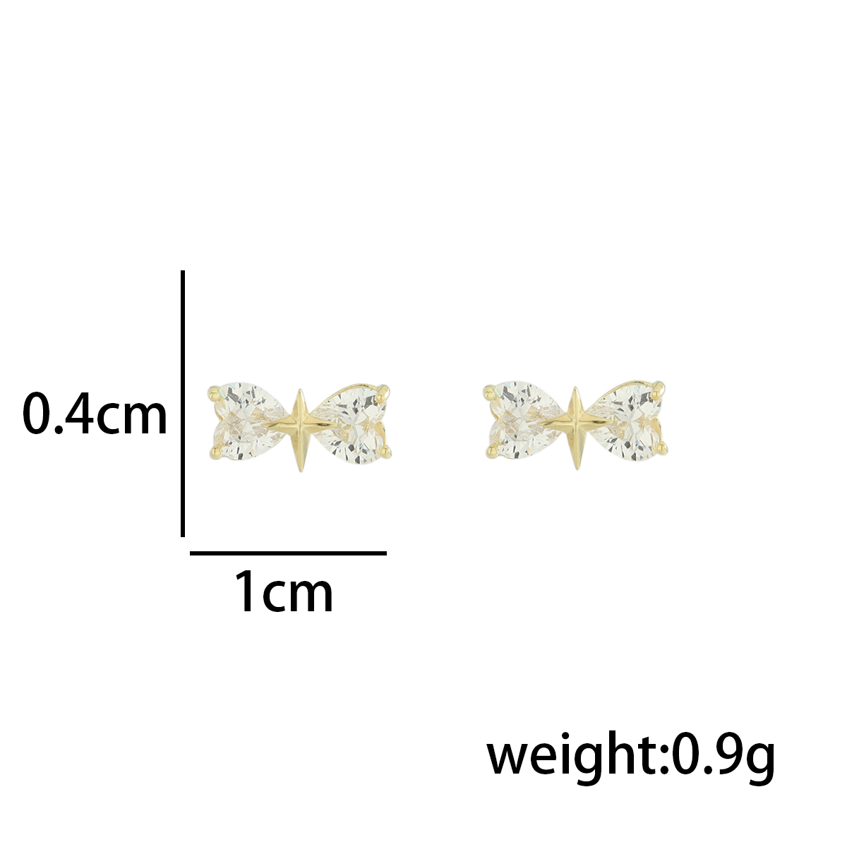 1 Paar Elegant Basic Klassischer Stil Bogenknoten Überzug Inlay Sterling Silber Zirkon 14 Karat Vergoldet Ohrstecker display picture 6