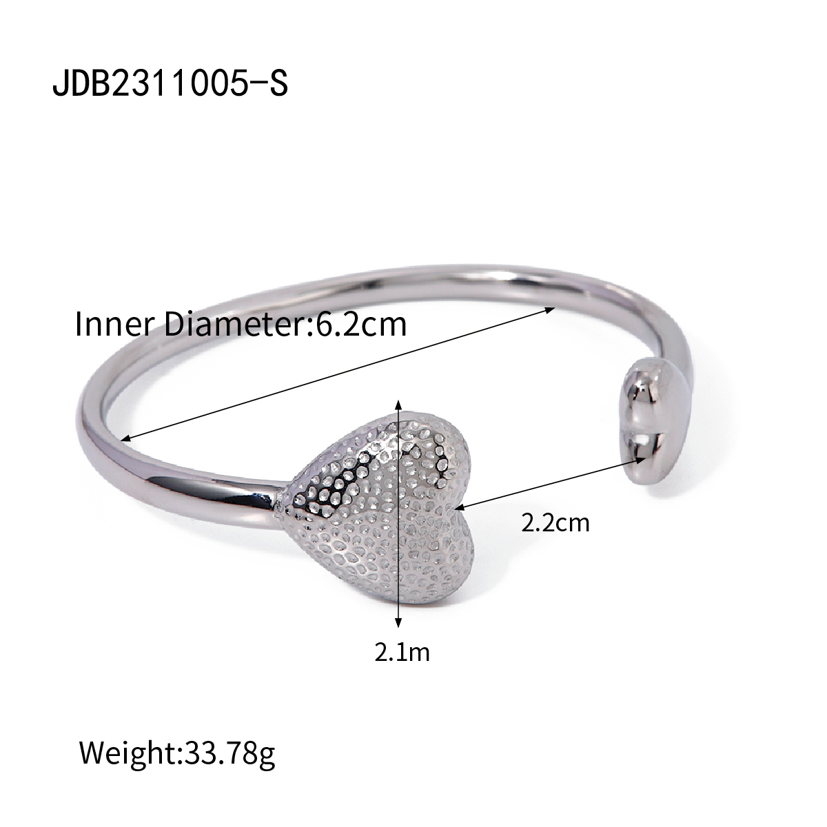 316 Stainless Steel  Modern Style Classic Style Commute Heart Shape Solid Color Bangle display picture 1