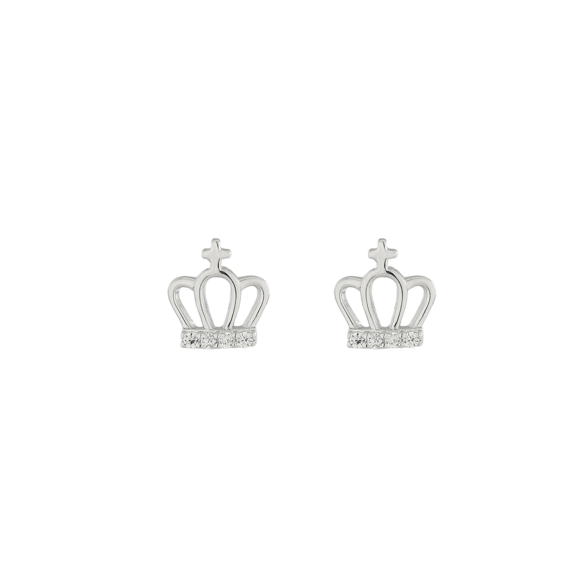 1 Pair Elegant Basic Classic Style Crown Plating Inlay Sterling Silver Zircon 14K Gold Plated Ear Studs display picture 4