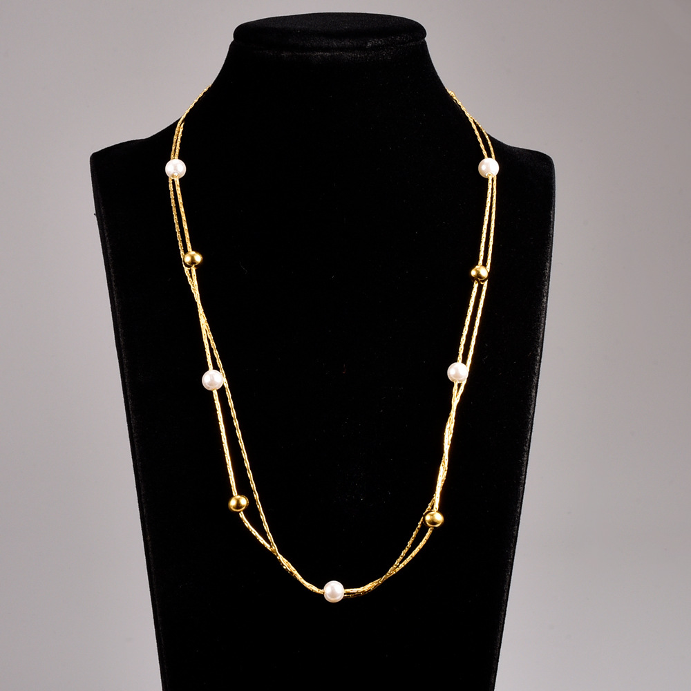Edelstahl 304 Titan Stahl 18 Karat Vergoldet Elegant Einfacher Stil Überzug Einfarbig Halskette display picture 1