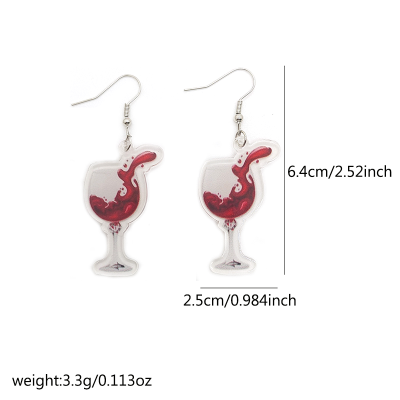 1 Pair Casual Simple Style Wine Glass Arylic Alloy Drop Earrings display picture 3