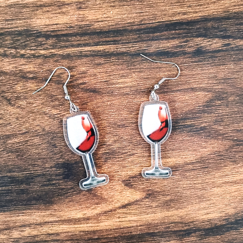 1 Pair Casual Simple Style Wine Glass Arylic Alloy Drop Earrings display picture 7