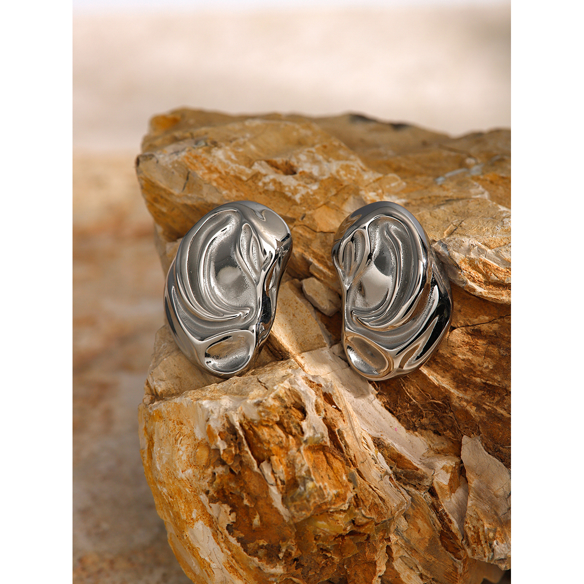 1 Pair IG Style Modern Style Classic Style Irregular Waves Plating 316 Stainless Steel  Ear Studs display picture 2