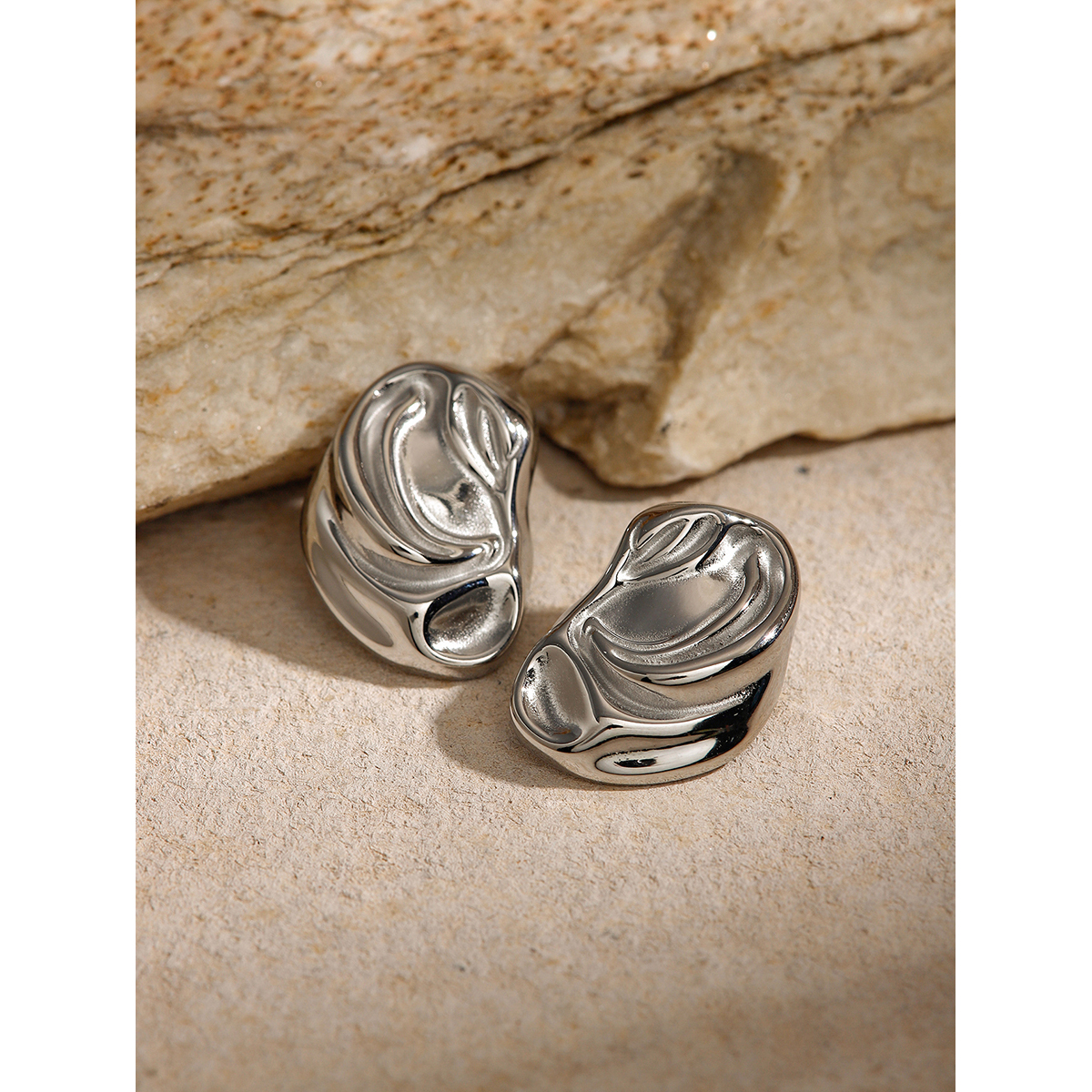 1 Pair IG Style Modern Style Classic Style Irregular Waves Plating 316 Stainless Steel  Ear Studs display picture 9