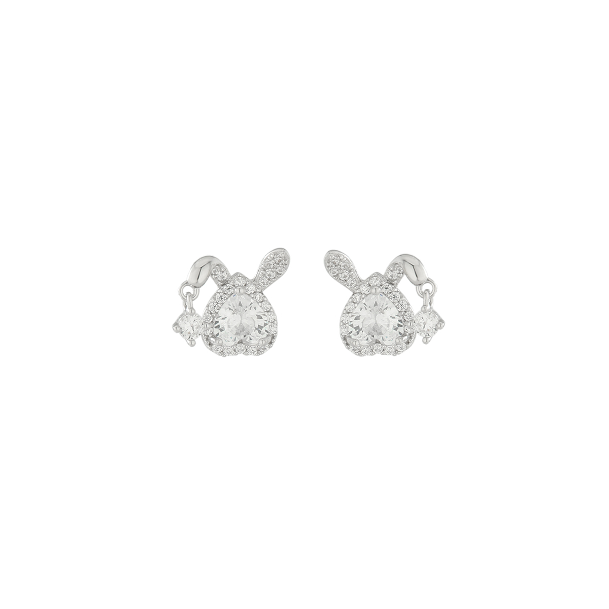 1 Pair Elegant Simple Style Commute Bunny Ears Heart Shape Plating Inlay Sterling Silver Zircon 14K Gold Plated Ear Studs display picture 4