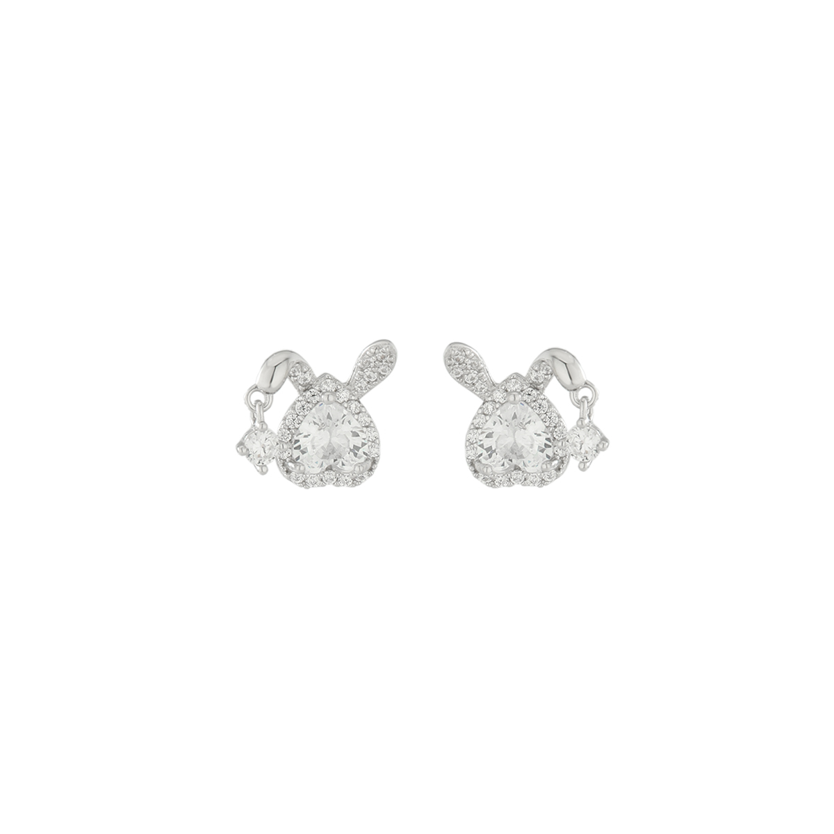 1 Paire Élégant Style Simple Commuer Oreilles De Lapin Forme De Cœur Placage Incruster Argent Sterling Zircon Plaqué Or 14K Boucles D'Oreilles display picture 4