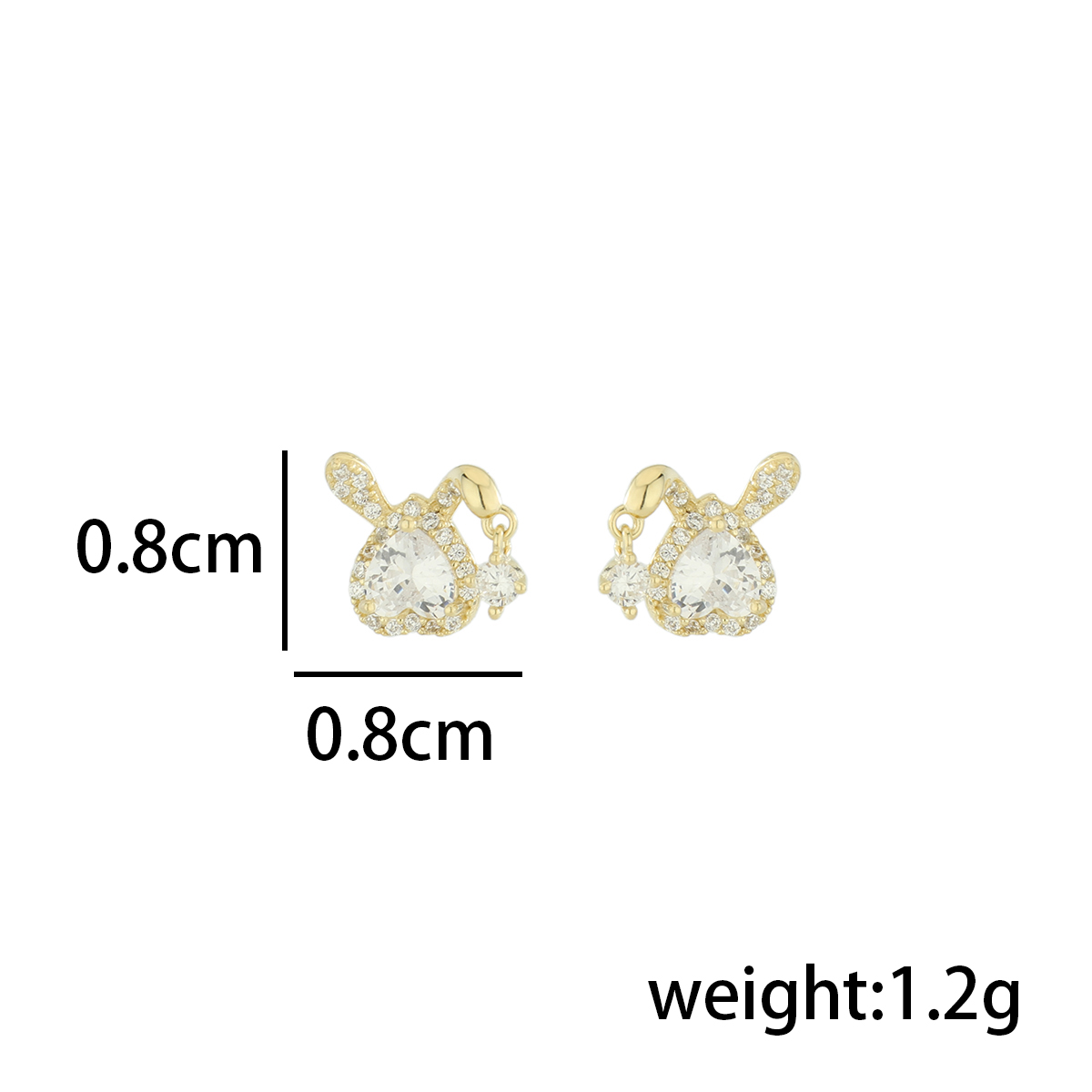 1 Pair Elegant Simple Style Commute Bunny Ears Heart Shape Plating Inlay Sterling Silver Zircon 14K Gold Plated Ear Studs display picture 6